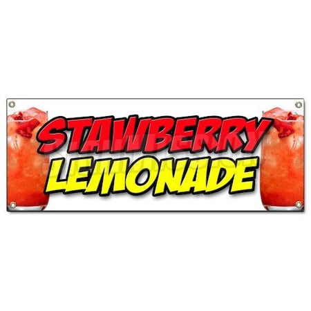 Signmission Strawberry Lemonade Banner Heavy Duty 13 Oz Vinyl with Grommets B-Strawberry Lemonade